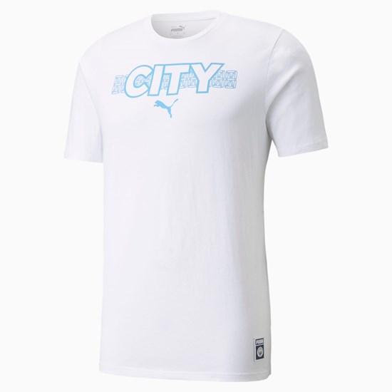 Puma Manchester City FtblCore Soccer Løbe T-shirt Herre Hvide Lyseblå | 748695CHU