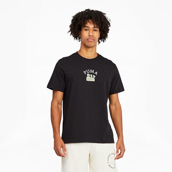 Puma PUMA x Animal Crossing™: New Horizons Løbe T-shirt Herre Sort | 729053ROD