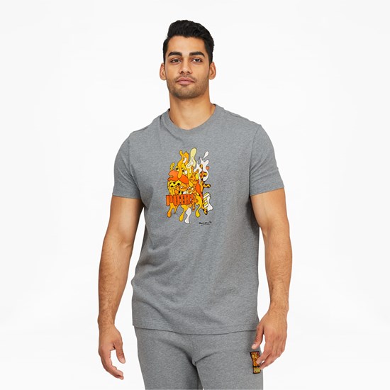 Puma PUMA x BRITTO Tee Løbe T-shirt Herre Medium Gray Heather | 675423TBJ