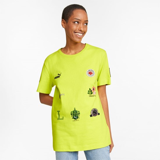 Puma PUMA x LIBERTY Badge Løbe T-shirt Dame Sulphur Spring | 794012YPB