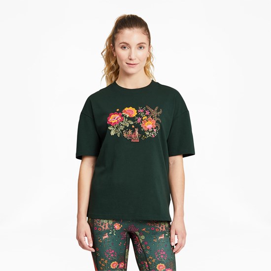 Puma PUMA x LIBERTY Graphic Løbe T-shirt Dame Grøn | 794065KDC