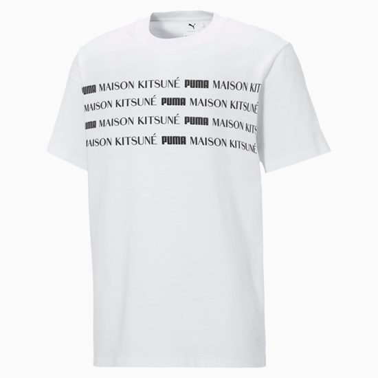 Puma PUMA x MAISON KITSUNE Engineered Løbe T-shirt Herre Hvide | 105493KWR