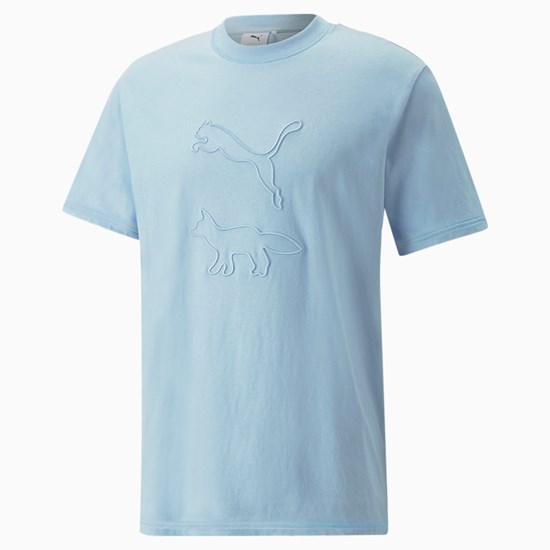 Puma PUMA x MAISON KITSUNE Løbe T-shirt Dame Blå | 179425XKB