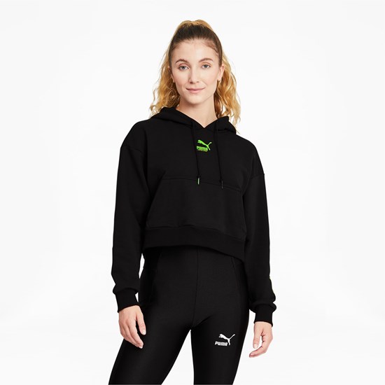 Puma PUMA x SANTA CRUZ Cropped Hættetrøje Dame Sort | 591328OAU