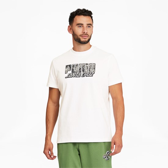 Puma PUMA x SANTA CRUZ Tee Løbe T-shirt Herre Hvide | 849753JDB