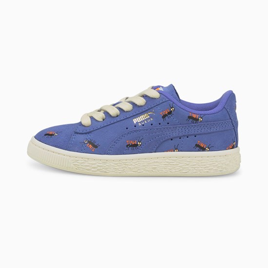 Puma PUMA x TINYCOTTONS Suede Little Sneakers Pige Blå Hvide | 437506RVG