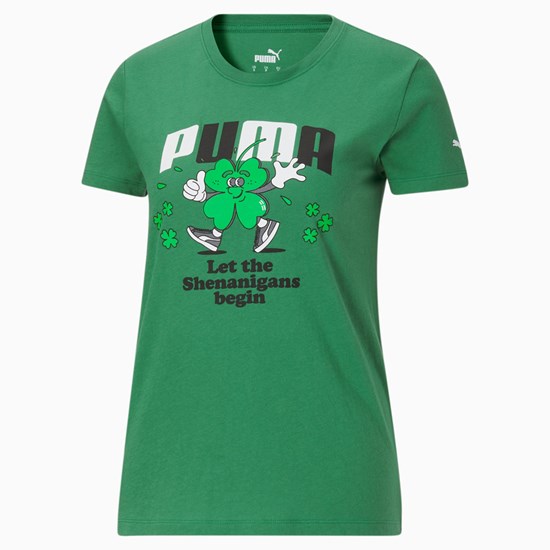 Puma Paddy Shenanigans Løbe T-shirt Dame Grøn | 175286CDP