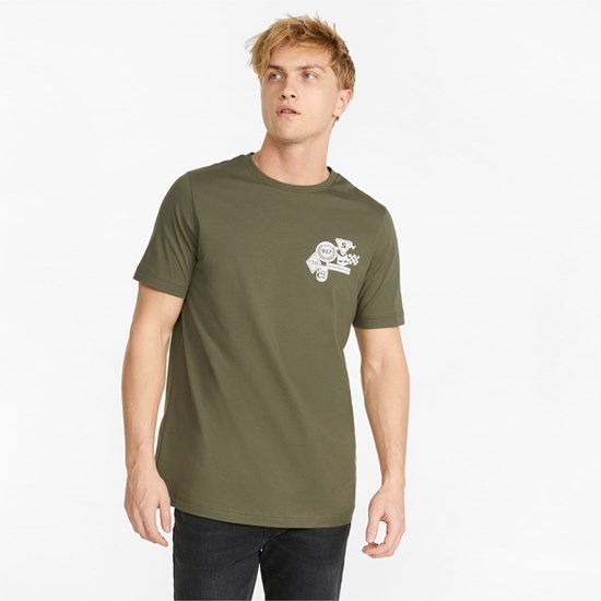 Puma Porsche Legacy Statement Løbe T-shirt Herre Mørkegrøn | 184305ZAE