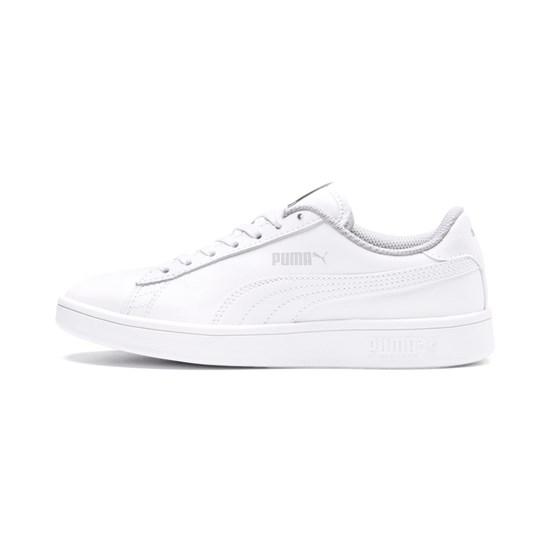 Puma Puma Smash V2 Læder Jr Sneakers Drenge Hvide Hvide | 971486ECR