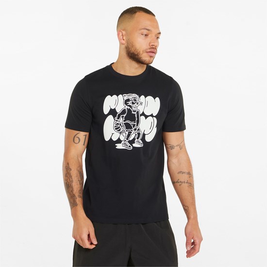 Puma Qualifier Basketball Kort Sleeve Løbe T-shirt Herre Sort | 490582ZPA