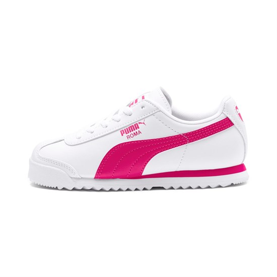 Puma Roma Basic JR Sneakers Drenge Hvide Fuchsia Lilla | 934081GQY