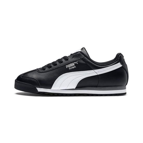 Puma Roma Basic JR Sneakers Drenge Sort Hvide Sølv | 871350PUH