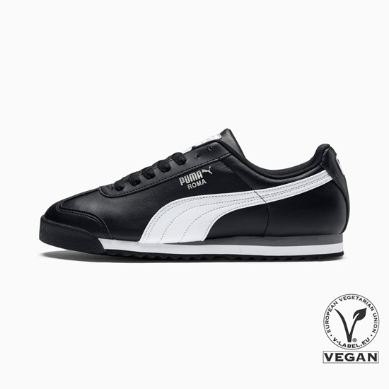 Puma Roma Basic Sneakers Dame Sort Hvide Sølv | YE8652134