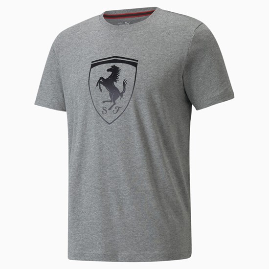 Puma Scuderia Ferrari Race Big Shield Løbe T-shirt Herre Medium Gray Heather | 108452NDO