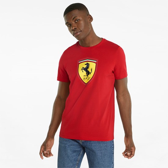 Puma Scuderia Ferrari Race Color Shield Løbe T-shirt Herre Rosso Corsa | 917245FDU