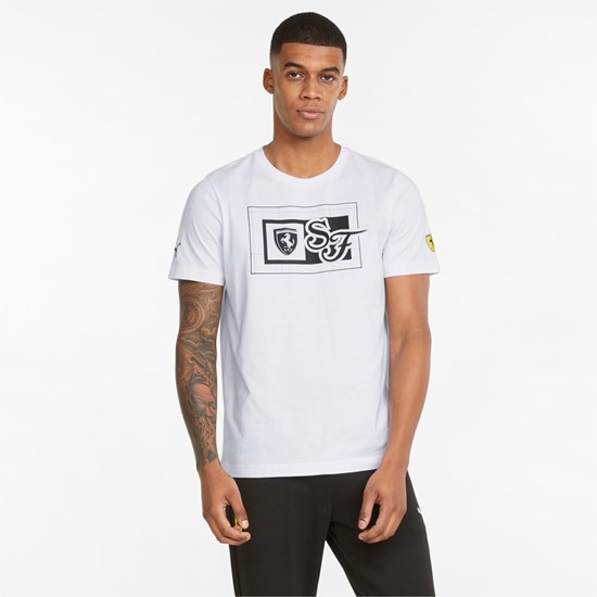 Puma Scuderia Ferrari Race Graphic Løbe T-shirt Herre Hvide | 042375OEZ