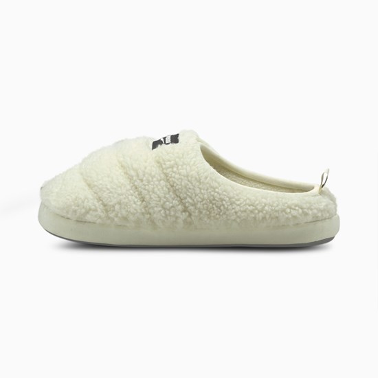 Puma Scuff Sherpa Tøfler Dame Hvide Sort | 057184FLI