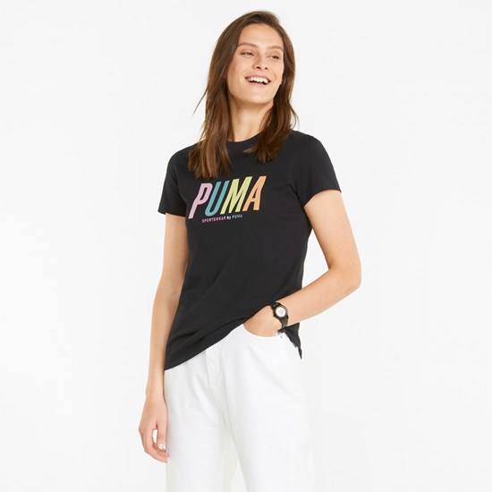 Puma Sportswear by PUMA Graphic Løbe T-shirt Dame Sort | 348921RLO