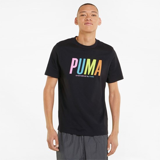 Puma Sportswear by PUMA Graphic Løbe T-shirt Herre Sort | 734516ZUF