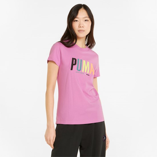 Puma Sportswear by PUMA Graphic Løbe T-shirt Dame Opera Mauve | 768123JWN