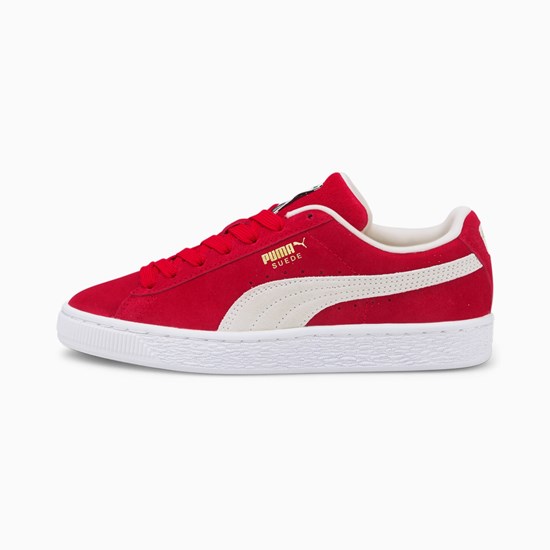 Puma Suede Classic XXI JR Sneakers Drenge Rød Hvide | 093687QFA