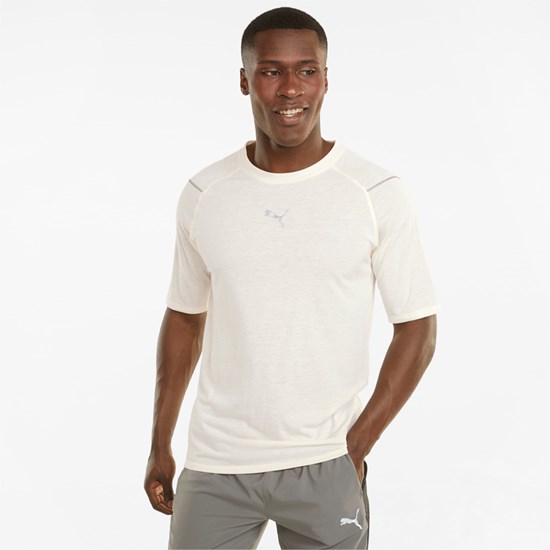 Puma Wool Kort Sleeve Løbe T-shirt Herre Ivory Glow Heather | 680713UML